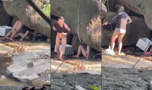 (Sex Viet) Cặp đôi tranh thủ địt nhau trong hang đá lúc đi phượt